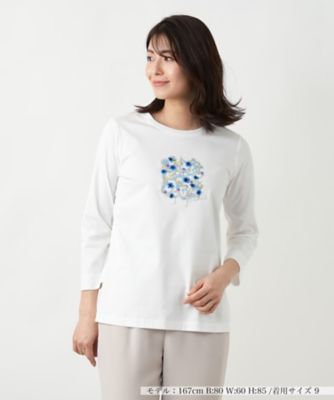 ＜Leilian (Women)＞フラワーモチーフカットソー【Ｌｅｉｌｉａｎ　ＷＨＩＴＥ　ＬＡＢＥＬ】