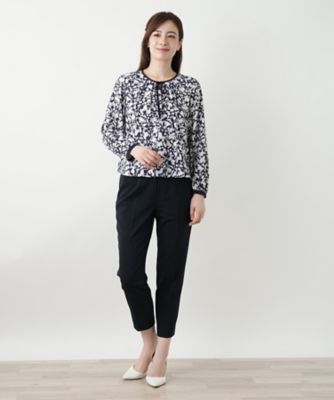 Leilian / レリアン フラワー柄リボンブラウス【Leilian WHITE LABEL】 フラワー柄リボンブラウス【Leilian WHITE