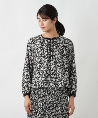 フラワー柄リボンブラウス【Leilian WHITE LABEL