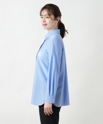 刺繍ストライプシャツ