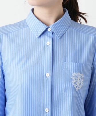 刺繍ストライプシャツ