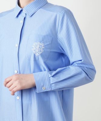 刺繍ストライプシャツ