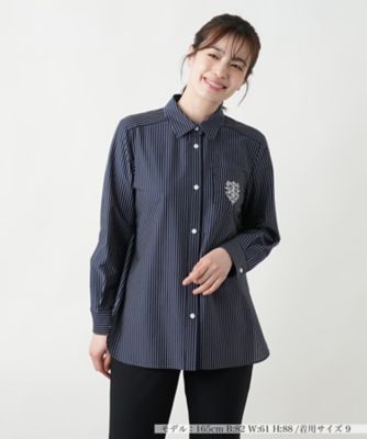 刺繍ストライプシャツ