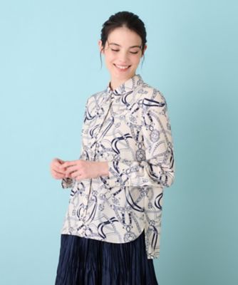 レリアン ブラウス シャツ トップス 半袖 プルオーバー 花柄 大きいサイズ 日本製 レディース 13+サイズ 水色 Leilian ブラウス | レリアン公式オンラインストア