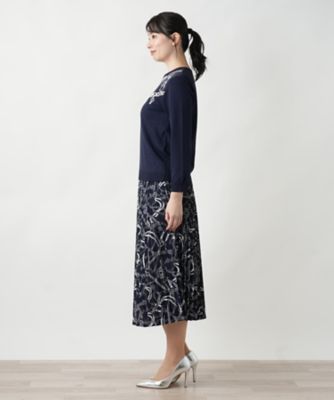 Lelian レリアン　薔薇柄シフォンのスカート　サイズ１5＋ タグ付き未使用☆ プリーツスカート | Leilian (Women)/レリアン | 三越伊勢丹
