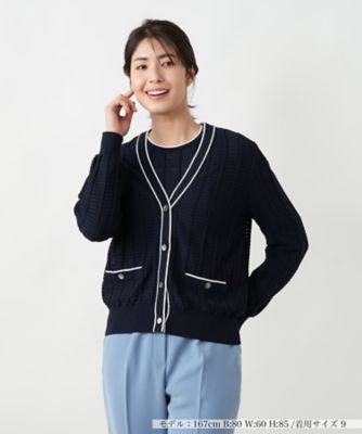 ＜Leilian (Women)＞Ｖネックカーディガン【Ｌｅｉｌｉａｎ　ＷＨＩＴＥ　ＬＡＢＥＬ】