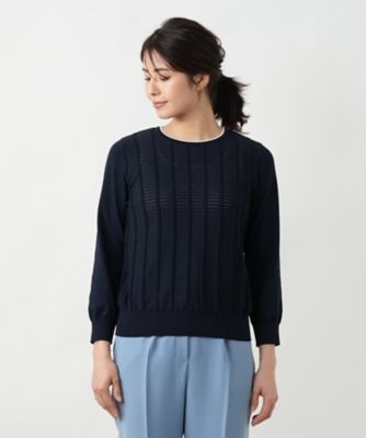 透かし編みクルーネックニット【Ｌｅｉｌｉａｎ　ＷＨＩＴＥ　ＬＡＢＥＬ】