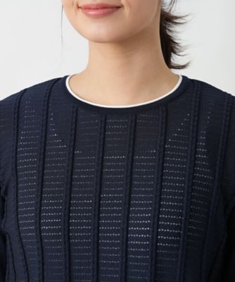 透かし編みクルーネックニット【Ｌｅｉｌｉａｎ　ＷＨＩＴＥ　ＬＡＢＥＬ】