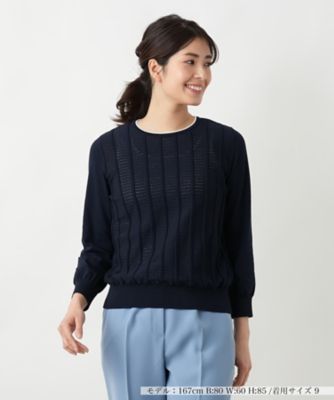 透かし編みクルーネックニット【Ｌｅｉｌｉａｎ　ＷＨＩＴＥ　ＬＡＢＥＬ】