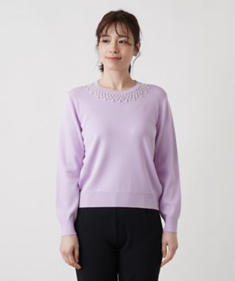 ビジューネックニット