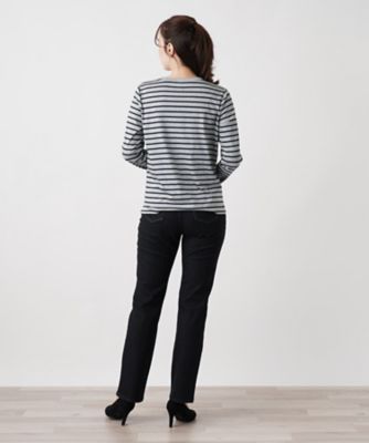 刺繍ボーダーカットソー