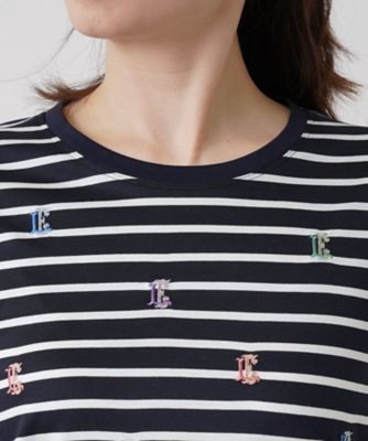 刺繍ボーダーカットソー