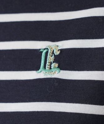 刺繍ボーダーカットソー