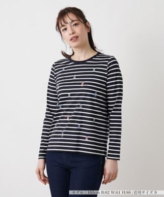 ＜Leilian (Women)＞刺繍ボーダーカットソー