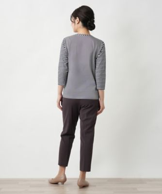ボーダー切替七分袖カットソー【ＭＵＳＥ　ＢＹ　ＲＯＣＨＡＳ　Ｐｒｅｍｉｅｒｅ】