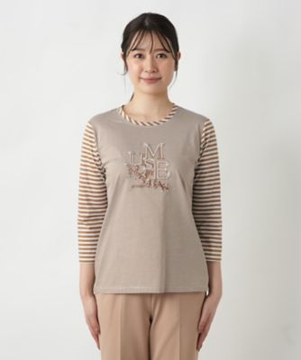 ボーダー切替七分袖カットソー【ＭＵＳＥ　ＢＹ　ＲＯＣＨＡＳ　Ｐｒｅｍｉｅｒｅ】