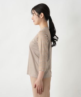 ボーダー切替七分袖カットソー【ＭＵＳＥ　ＢＹ　ＲＯＣＨＡＳ　Ｐｒｅｍｉｅｒｅ】