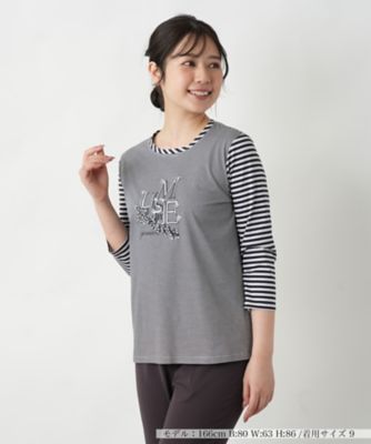 ＜Leilian (Women)＞ボーダー切替七分袖カットソー【ＭＵＳＥ　ＢＹ　ＲＯＣＨＡＳ　Ｐｒｅｍｉｅｒｅ】
