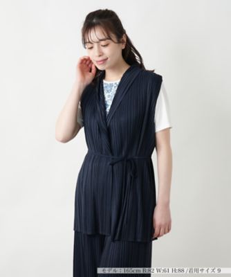 プリーツロングベスト【Leilian WHITE LABEL