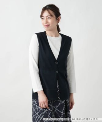 Leilian (Women)/レリアン Ｖネックニットジレ【Ｌｅｉｌｉａｎ　ＷＨＩＴＥ　ＬＡＢＥＬ】