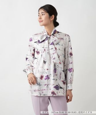 ＜Leilian (Women)＞プリントボウタイブラウス【ＲＯＣＨＡＳ　Ｐｒｅｍｉｅｒｅ】