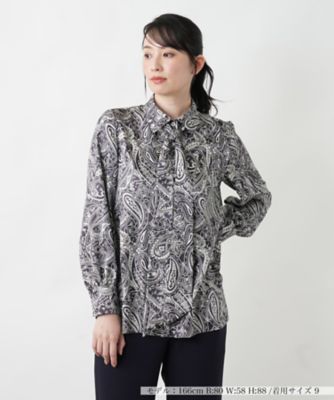 Leilian (Women)/レリアン ペイズリー柄ボウタイブラウス