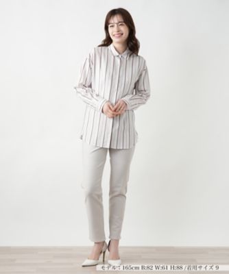 【大きいサイズ】【17】Leilian♡レリアン ストライプ シャツ レディース 店舗人気】ストライプシャツ【Leilian WHITE