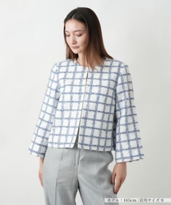 ＜BOURGE (Women)＞チェック柄ノーカラージャケット