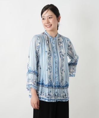 【店舗人気】プリントボウタイブラウス