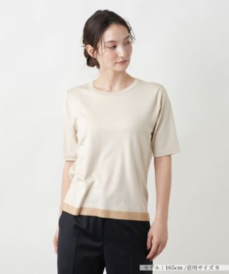 ライン配色半袖ニット