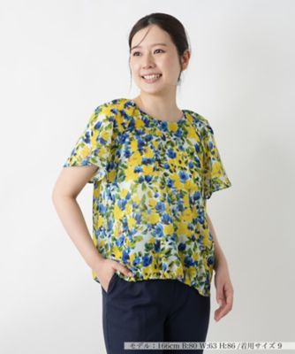 ＜Leilian (Women)＞フラワープリントブラウス【Ｌｅｉｌｉａｎ　ＷＨＩＴＥ　ＬＡＢＥＬ】