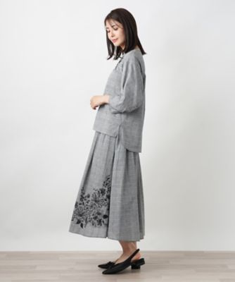 チェック刺繍ブラウス