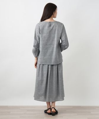 チェック刺繍ブラウス