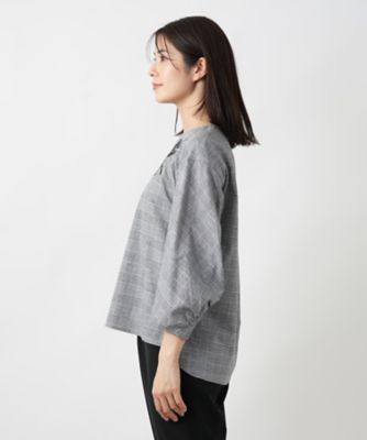 チェック刺繍ブラウス