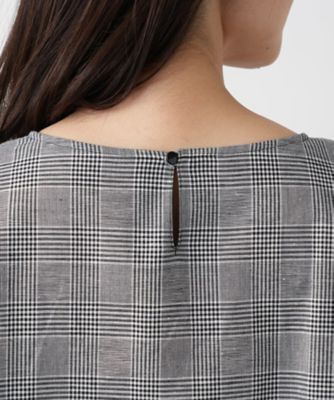 チェック刺繍ブラウス