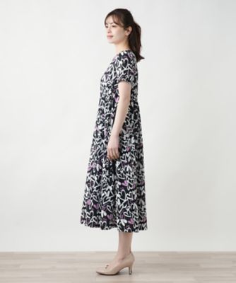 プリントフレアワンピース【ＭＵＳＥ　ＢＹ　ＲＯＣＨＡＳ　Ｐｒｅｍｉｅｒｅ】