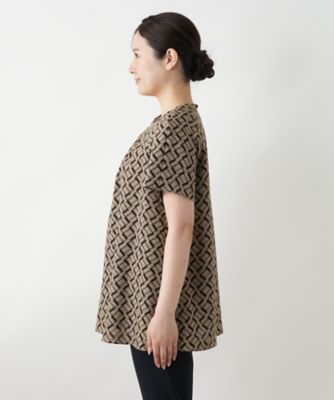 幾何学柄チュニックブラウス【Ｌｅｉｌｉａｎ　ＷＨＩＴＥ　ＬＡＢＥＬ】
