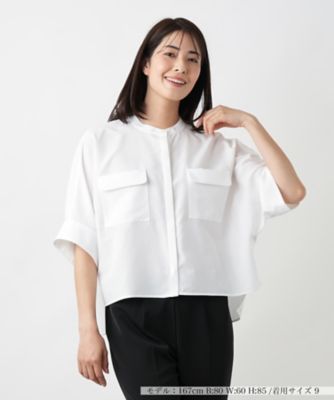 比翼バンドカラーブラウス【Ｌｅｉｌｉａｎ　ＷＨＩＴＥ　ＬＡＢＥＬ】