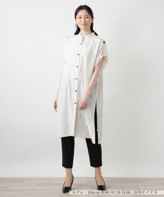 バンドカラーチュニックブラウス【Ｌｅｉｌｉａｎ　ＷＨＩＴＥ　ＬＡＢＥＬ】