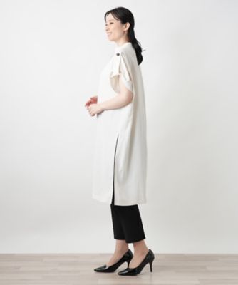 バンドカラーチュニックブラウス【Ｌｅｉｌｉａｎ　ＷＨＩＴＥ　ＬＡＢＥＬ】