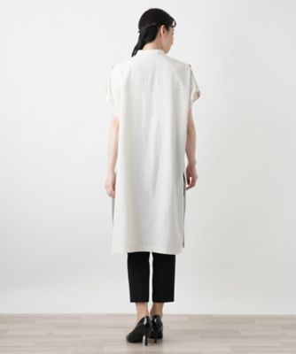 バンドカラーチュニックブラウス【Ｌｅｉｌｉａｎ　ＷＨＩＴＥ　ＬＡＢＥＬ】