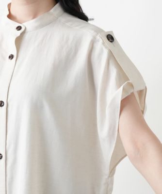 バンドカラーチュニックブラウス【Ｌｅｉｌｉａｎ　ＷＨＩＴＥ　ＬＡＢＥＬ】