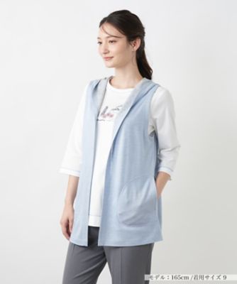 ＜Leilian (Women)＞リバーシブルフーデッドベスト【Ｌｅｉｌｉａｎ　ＷＨＩＴＥ　ＬＡＢＥＬ】