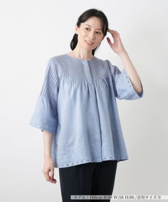＜Leilian (Women)＞カットワーク刺繍ブラウス【Ｌｅｉｌｉａｎ　ＷＨＩＴＥ　ＬＡＢＥＬ】