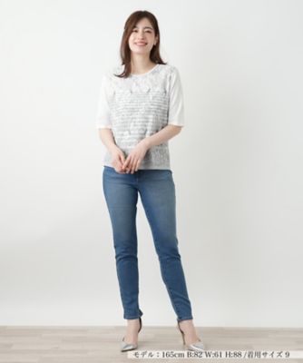 フラワー柄切替ニット【Ｌｅｉｌｉａｎ　ＷＨＩＴＥ　ＬＡＢＥＬ】