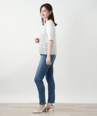 フラワー柄切替ニット【Ｌｅｉｌｉａｎ　ＷＨＩＴＥ　ＬＡＢＥＬ】