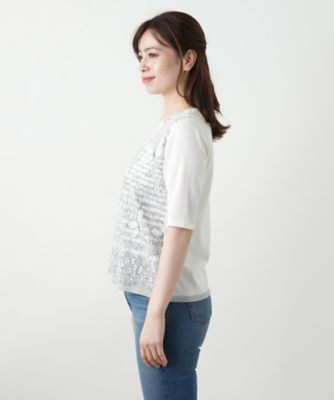 フラワー柄切替ニット【Ｌｅｉｌｉａｎ　ＷＨＩＴＥ　ＬＡＢＥＬ】