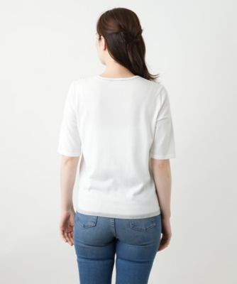 フラワー柄切替ニット【Ｌｅｉｌｉａｎ　ＷＨＩＴＥ　ＬＡＢＥＬ】