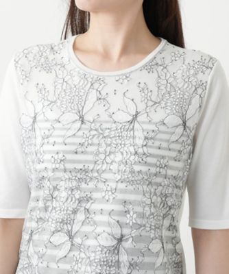 フラワー柄切替ニット【Ｌｅｉｌｉａｎ　ＷＨＩＴＥ　ＬＡＢＥＬ】
