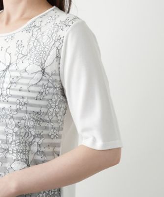 フラワー柄切替ニット【Ｌｅｉｌｉａｎ　ＷＨＩＴＥ　ＬＡＢＥＬ】